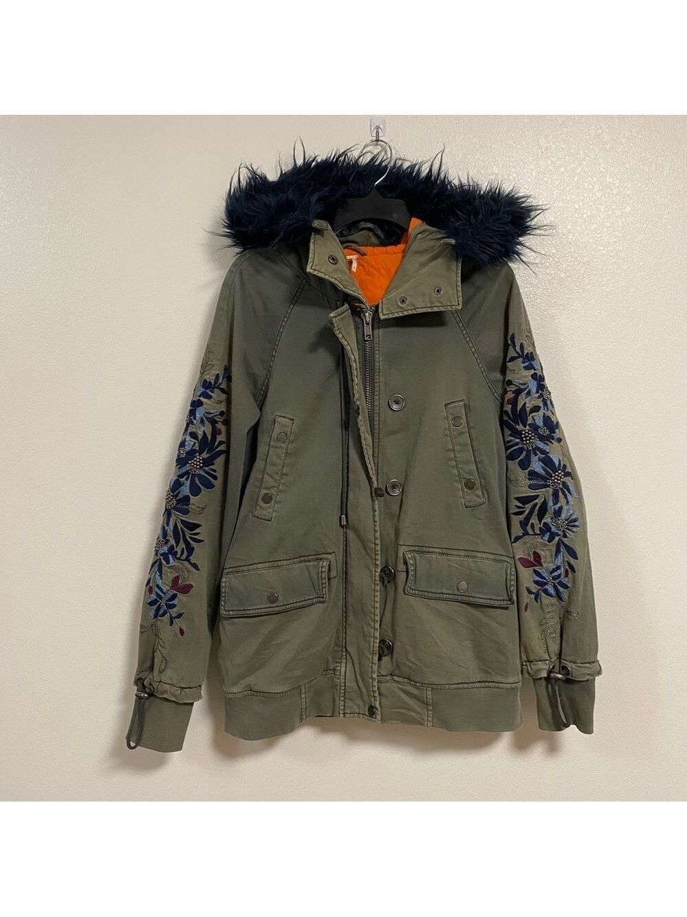 Free People Jacket Womens Small Olive Green Follow me close parka